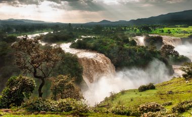 An image of two large waterfalls in Ethiopia.