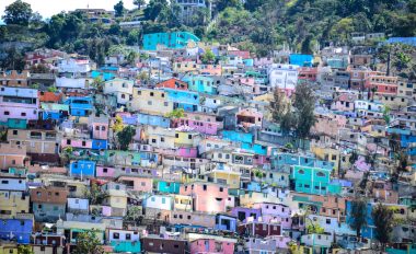 An image of colourful homes in Haiti.