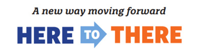 Text with graphic, "A new way of moving from here to there."